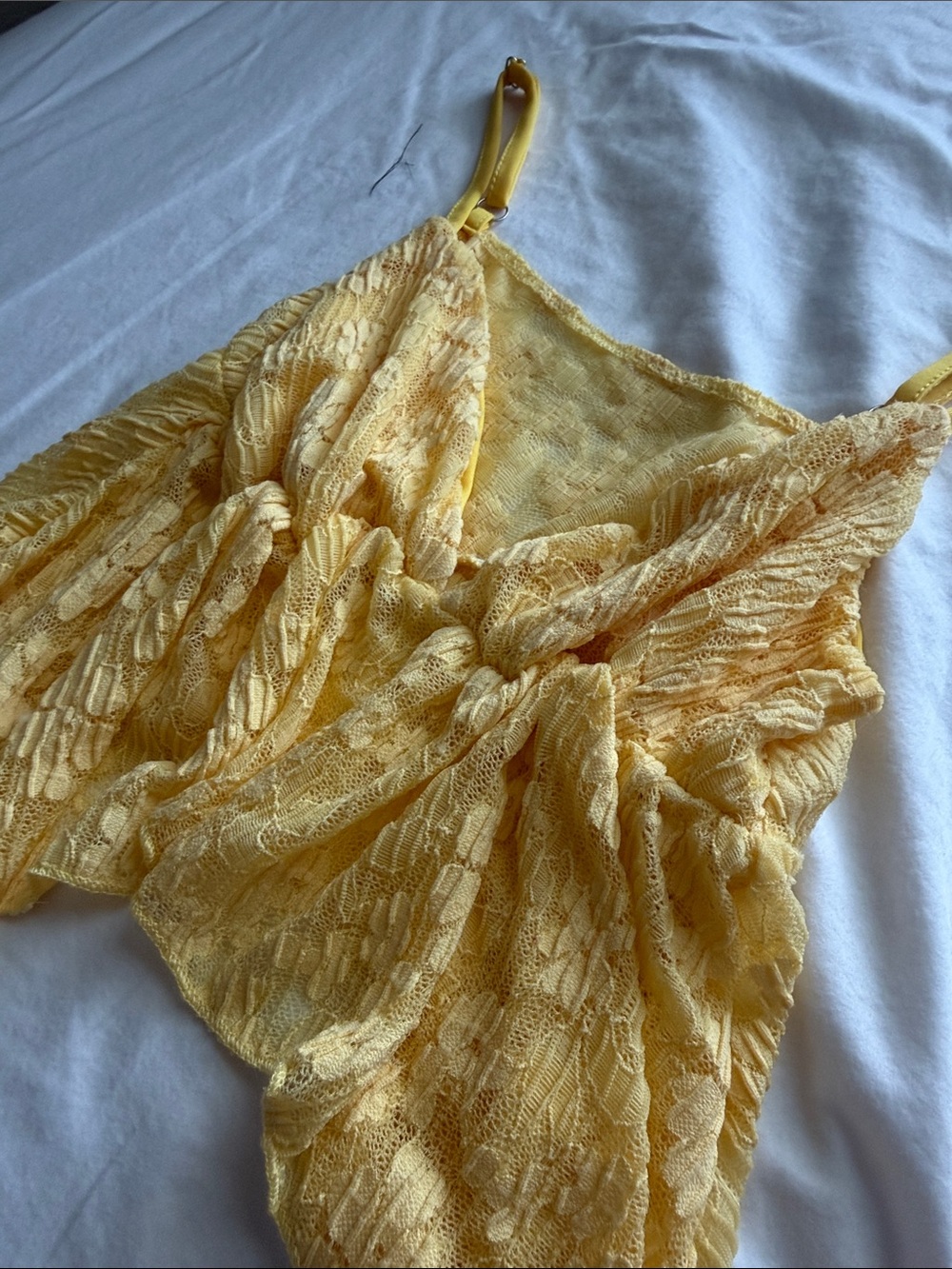 Yellow Lace Ruffle Top - Picture 3 of 4